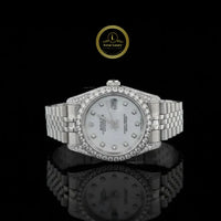 Round Cut Diamond Bezel Silver Dial Jubilee Bracelet Watch