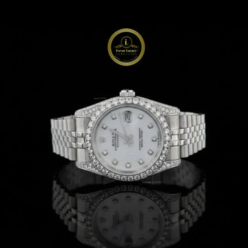 Round Cut Diamond Bezel Silver Dial Jubilee Bracelet Watch