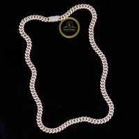 Cuban Link Chain Necklace Covered in Full Pave Set Round Lab Diamonds