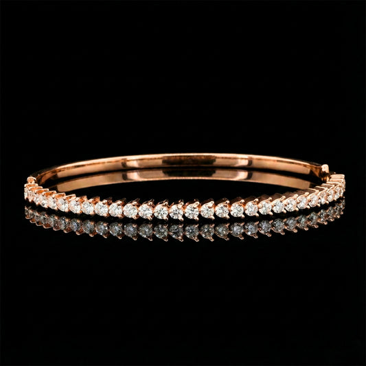 Round Lab Diamond Tennis Bangle Bracelet Prong Setting