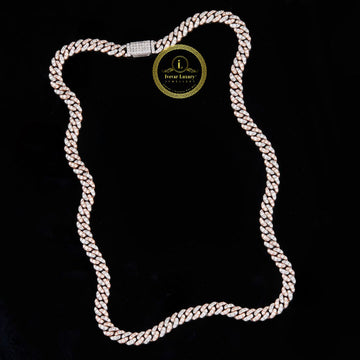 Cuban Link Chain Necklace Covered in Full Pave Set Round Moissanite