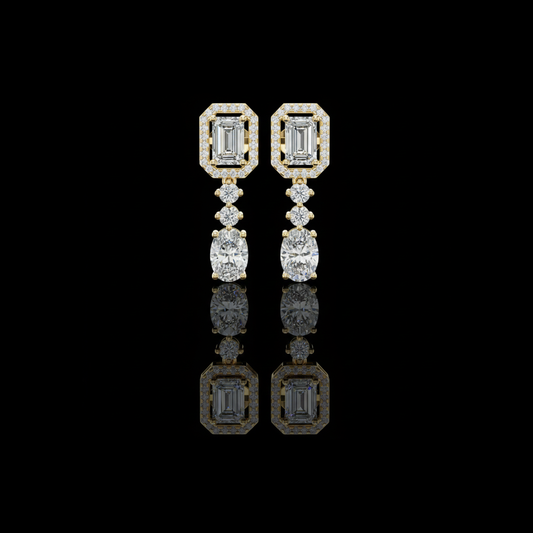 Exquisite Art Deco Inspired Lab Diamond Drop Earrings with Cascading Brilliance