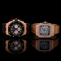 Ivevar Rose Gold Prestige Duo Chronograph Masterpiece And Moissanite Diamond Skeleton Luxury Watch Collection