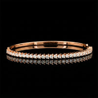 2.5 MM Moissanite Round Diamond Tennis Bangle Bracelet Prong Setting