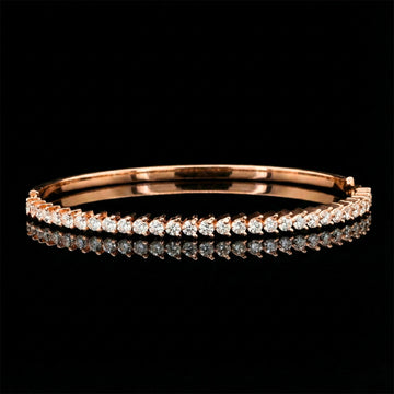 2.5 MM Moissanite Round Diamond Tennis Bangle Bracelet Prong Setting