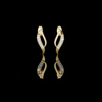 Serenova Curve Round Moissanite Diamond Stud Earrings with Fluid Open Arc Design