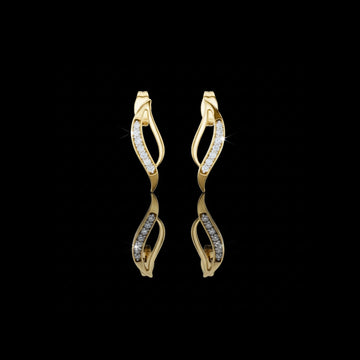 Serenova Curve Round Moissanite Diamond Stud Earrings with Fluid Open Arc Design