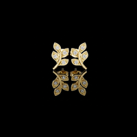 0.28 TCW Ivy Leaf Inspired Round Moissanite Diamond Stud Earrings in Nature Motif Design