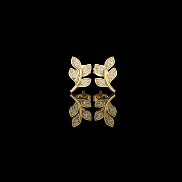 0.28 TCW Ivy Leaf Inspired Round Moissanite Diamond Stud Earrings in Nature Motif Design