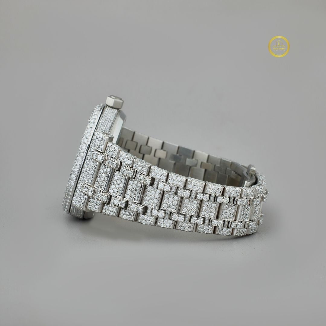 Full Iced Out Calendar Watch with Arabic Numeral Diamond Dial & Diamond Bracelet - View 3