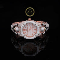 Full Iced Out Diamond Watch with Customized Sculpted Diamond Bezel & Pavé Link Band