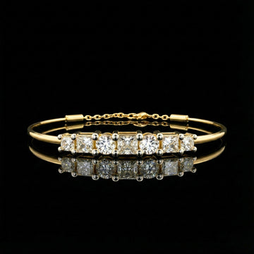 Princess & Round Cut Moissanite Diamond Adjustable Bracelet