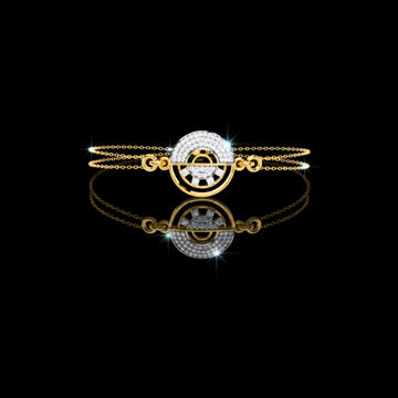Double Cable Chain Round Moissanite Open Circle Station Bracelet
