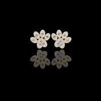 Charming Paw Shaped Earrings with Brilliant Round Lab Diamonds Detailing