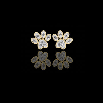 Charming Paw Shaped Earrings with Brilliant Round Lab Diamonds Detailing