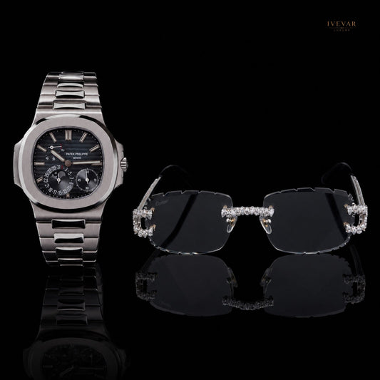 Prestige Collection – Luxury Stainless Steel Watch & Crystal Sunglasses Set
