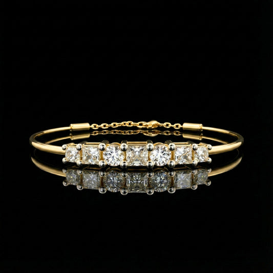 Princess & Round Cut Moissanite Diamond Adjustable Bracelet