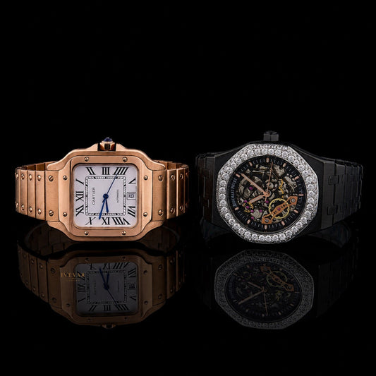 Ivevar Collection Rose Gold Elegance And Moissanite Diamond Skeleton Luxury Watch Set