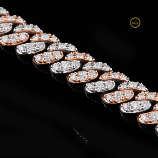 Cuban Link Chain Necklace Covered in Full Pave Set Round Lab Diamonds