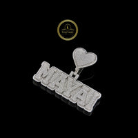 Custom Diamond Name Pendant with Moissanite Diamond Heart Charm