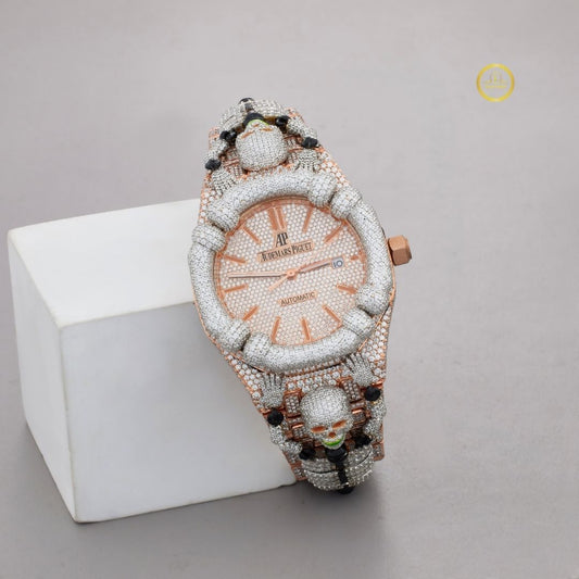 Full Iced Out Diamond Watch with Customized Sculpted Diamond Bezel & Pavé Link Band - View 2