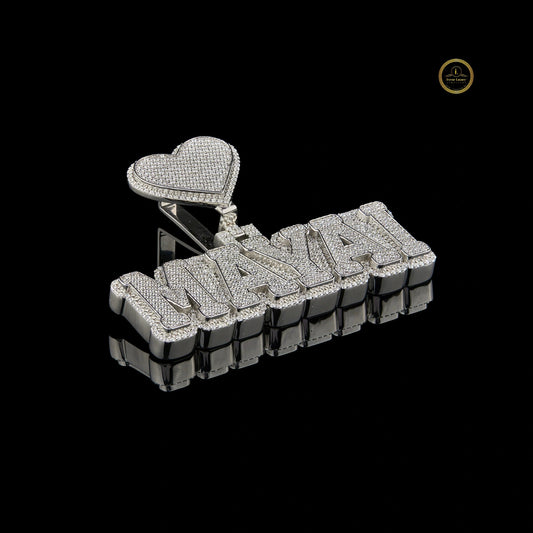 Custom Diamond Name Pendant with lab Grown Diamond Heart Charm