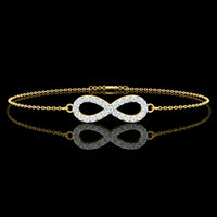 Round Lab Grown Diamond Infinity Symbol Cable Chain Bracelet for Women