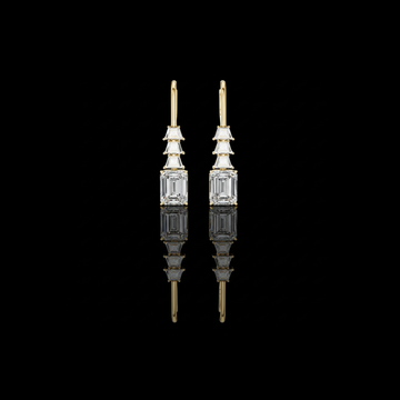 7.42 CT Aurora Step Emerald Cut Moissanite Diamond Drop Earrings in Sleek Luxury