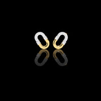 Contemporary Pave Round Moissanite Diamond U-Shaped Link Earrings