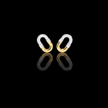 Contemporary Pave Round Moissanite Diamond U-Shaped Link Earrings