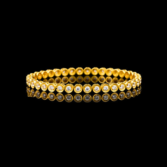 Round Brilliant Moissanite Diamond Single Row Bezel Bracelet