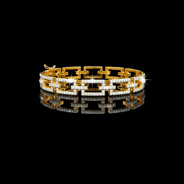 Round Cut Moissnaite Diamond Open Link Statement Bracelet
