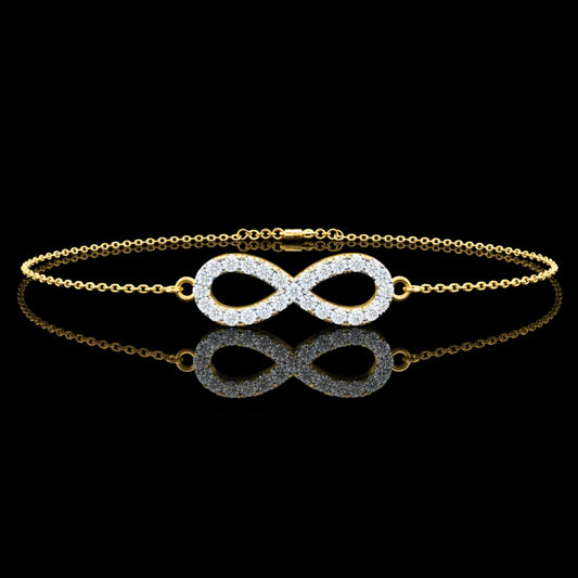 Round Lab Diamond Infinity Symbol Cable Chain Bracelet for Women
