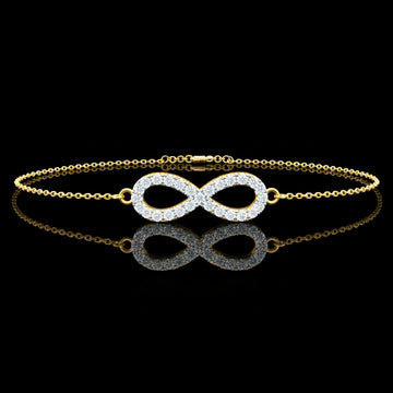 0.45 TCW Sparkling Round Cut Lab Diamond Pave Infinity Symbol Bracelet in Gold Chain Design