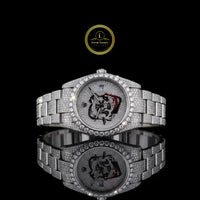 Full Iced Out Diamond Watch with Custom Graphic Pavé Dial & Diamond Bezel