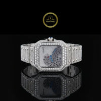 Full Iced Out Diamond Watch with Abstract Mosaic Dial & Diamond Bezel