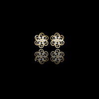 0.49 TCW Floral Swirl Moissanite Round Diamond Cluster Stud Earrings with Open Curved Petal Design