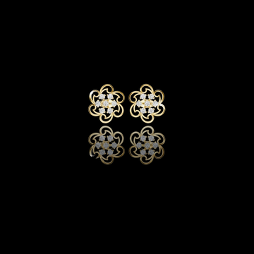 0.49 TCW Floral Swirl Moissanite Round Diamond Cluster Stud Earrings with Open Curved Petal Design