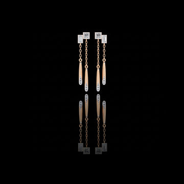 Shiny Cascade Dual Tone Chain Linked Drop Moissanite Diamond Earrings