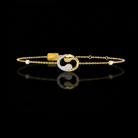 0.29 TCW Contemporary Fine Jewelry Gold Geometric Moissanite Diamond Bracelet For Women