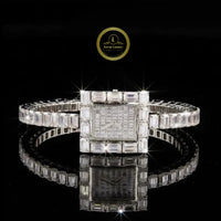 Full Baguette Diamond Square Watch with Invisible-Set Dial & Link Band