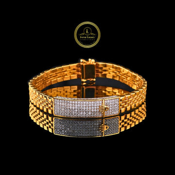 Round Cut Moissanite Diamond Pave Brick Link Bracelet