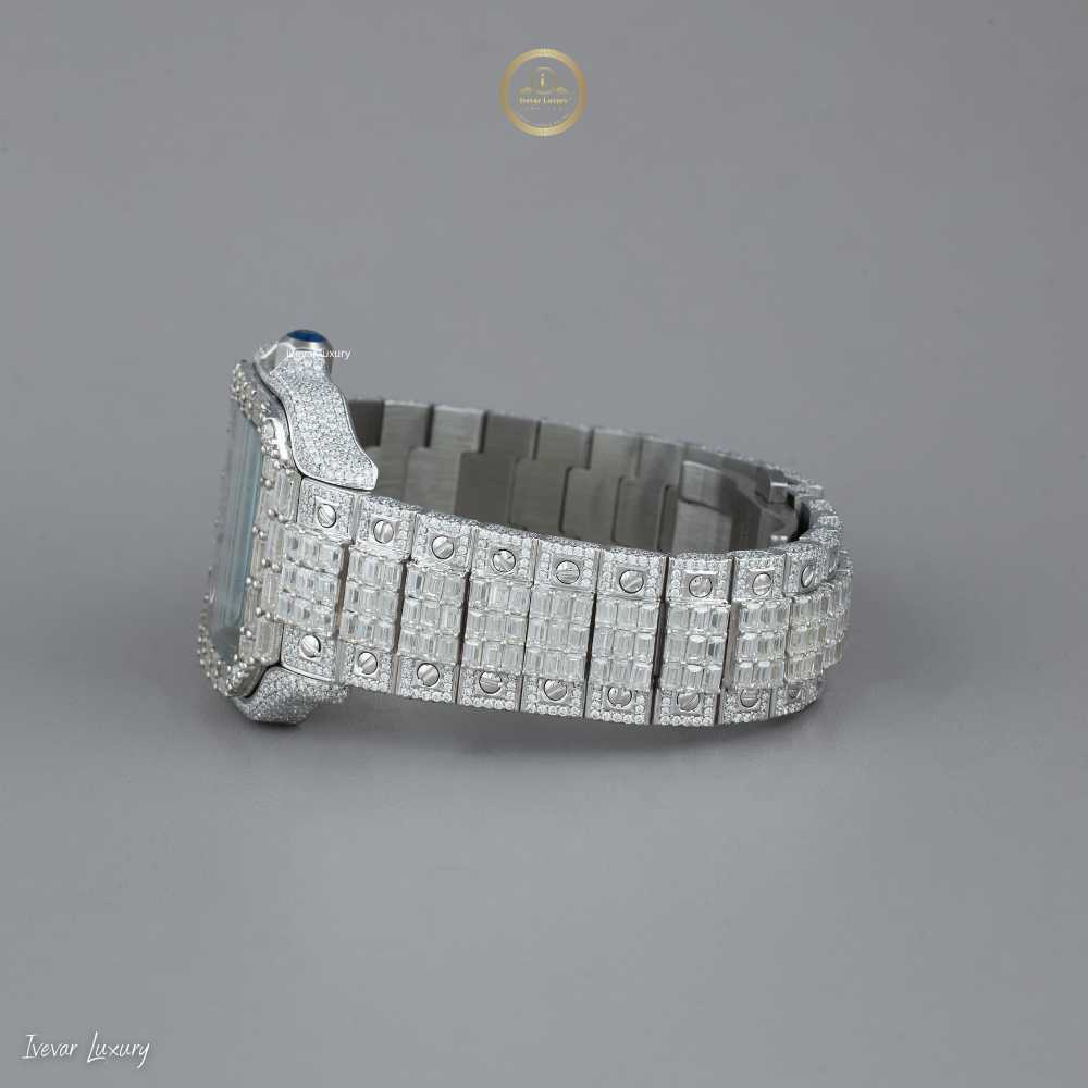 Luxurious Skeleton Lab Grown Diamond Timepiece with Baguette-Cut Detailing and Transparent Mechanical Design - View 3