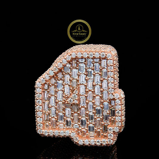 Full Rose Gold with Baguette and Round Cut Moissanite  Diamond  Ring By Ivevar.