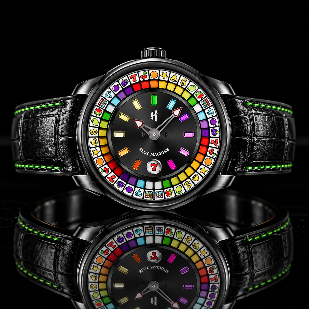 Casino Series Black Slots Machine Limited Edition Automatic Watch