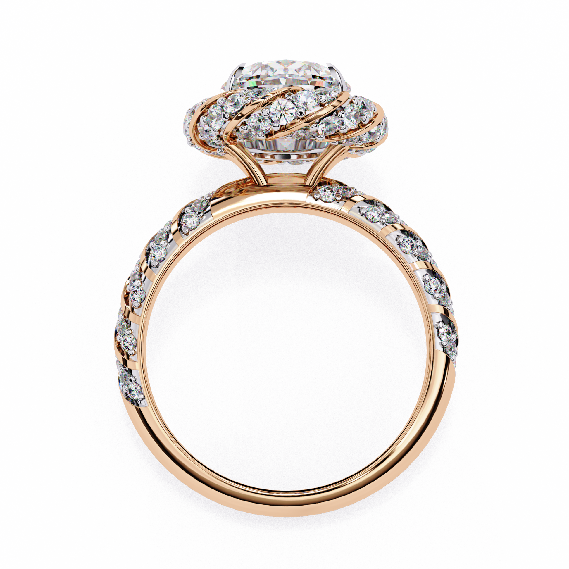 Rose gold ring with diamond accents 