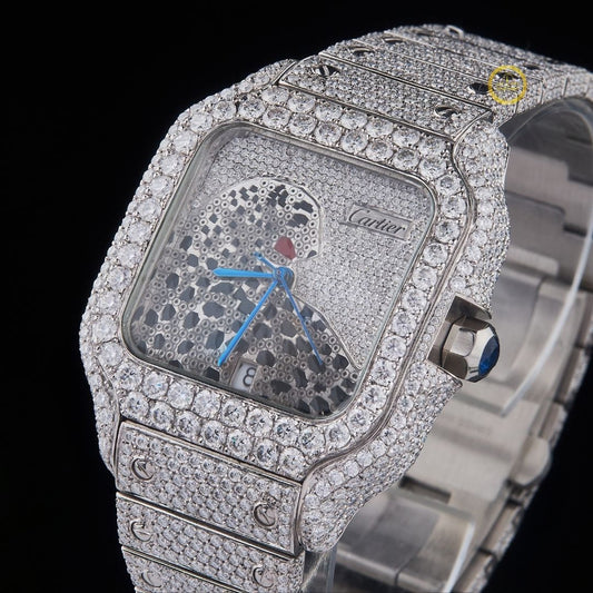 Full Iced Out Diamond Watch with Abstract Mosaic Dial & Diamond Bezel - View 2