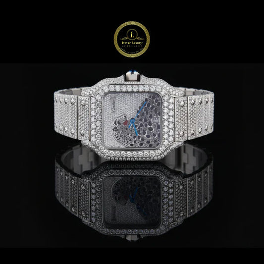 Luxury Diamond Square Watch  Silver Executive Timepiece – Premium Dual Watch Collection