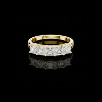 Asscher Cut Half Eternity Moissanite Diamond Wedding Band Ring