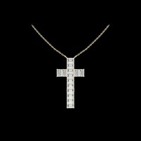 Religious Crucifix Statement Charm Featuring Baguette Moissanite